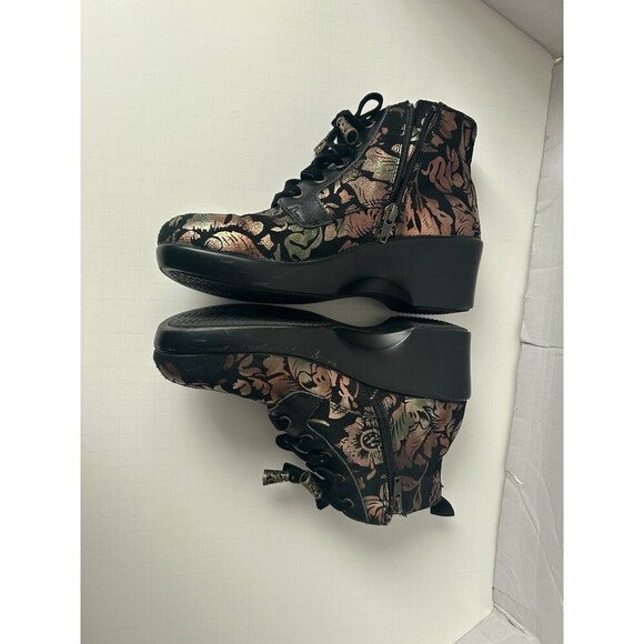 Alegria Eliza Regal Copper Black Metallic Floral Ankle Boots Women's Size 36 - Picture 3 of 10
